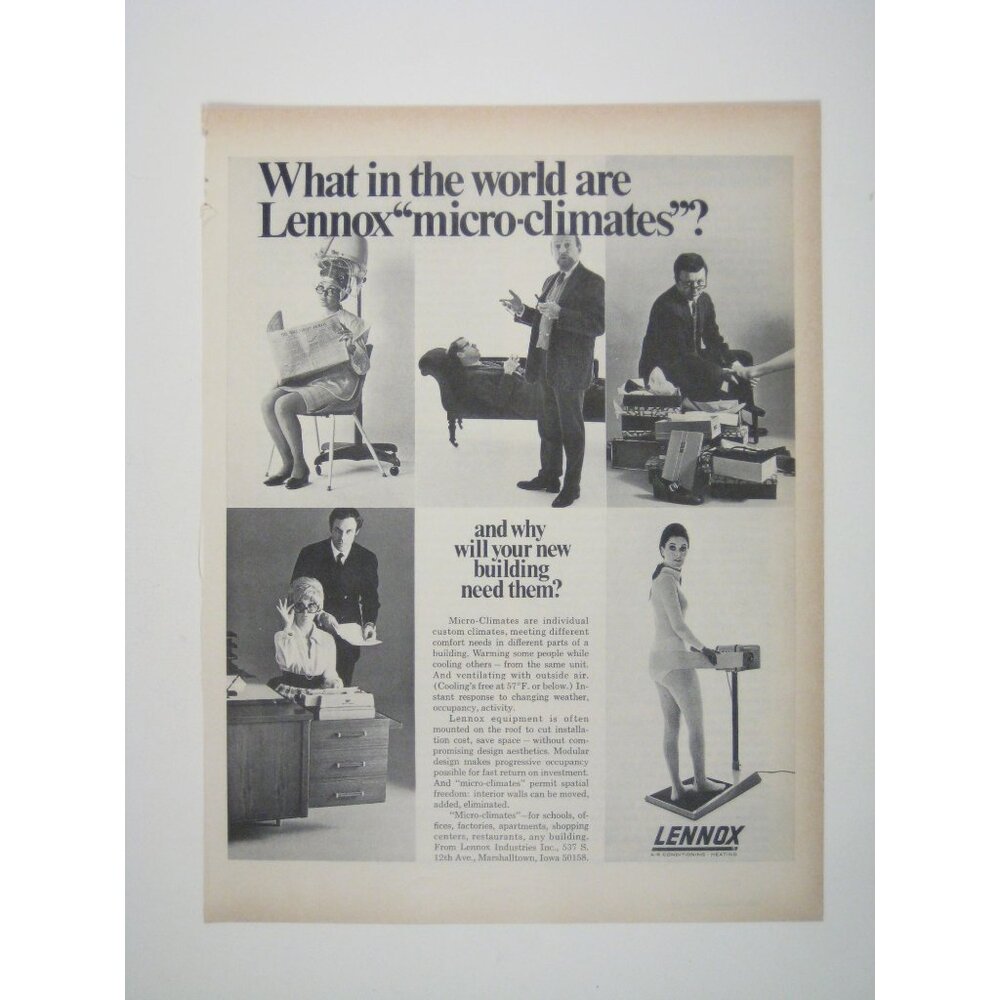 Linux Micro Climate Hair Salon Exercise Shopping ADVERT 1960s Vintage Print Ad M